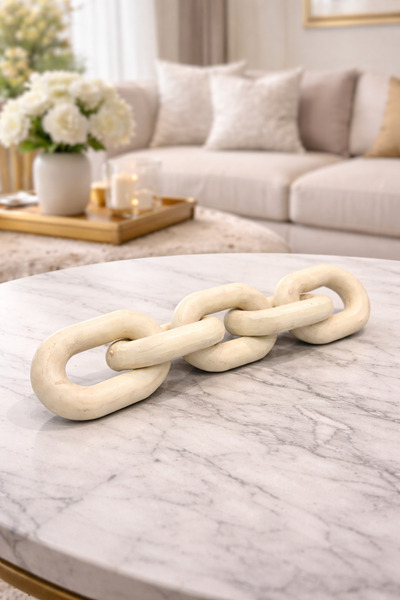 İSHTAR DEKOR DEKORATİF YATAY 5'Lİ ZİNCİR - TRAVERTEN RENK - 35 CM