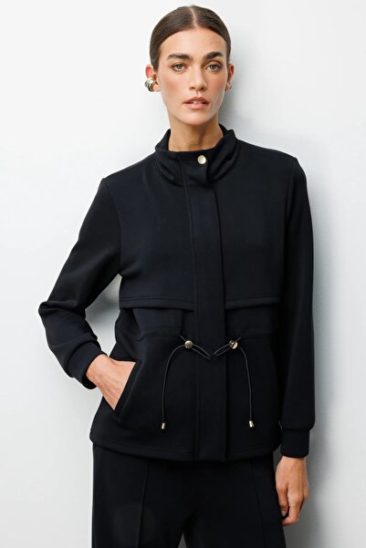 ON TRİKO High Collar Waist-Tie Jacket 76333