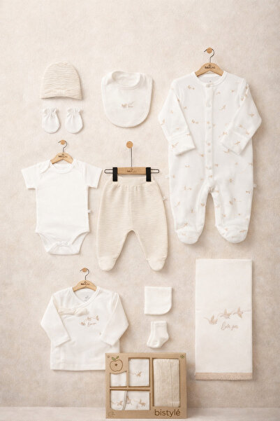 Bistyle GOTS Sertifikalı 10lu Set Love u Smile Ekru-Kız