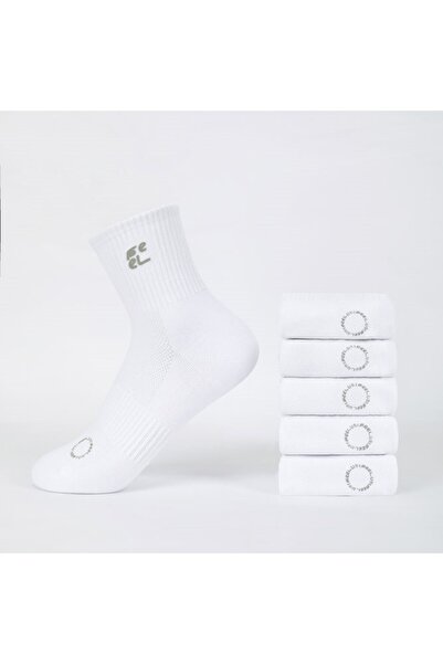FEEL Women's Quarter Socks - 5 Pieces - White