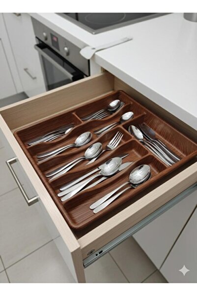 abnturk 30x35 Ahşap Görünümlü 6 Gözlü Çekmece İçi Kaşıklık