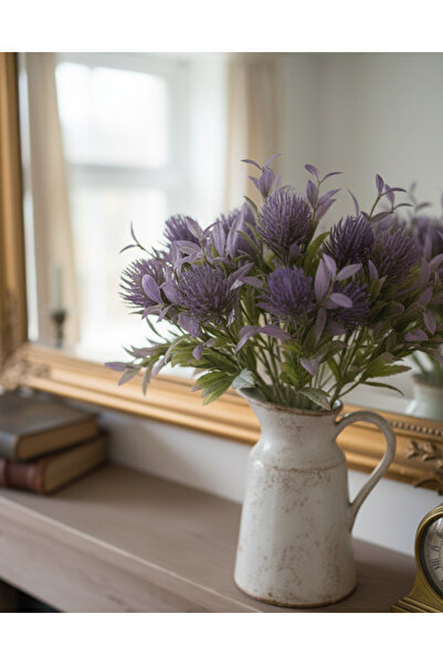 YASİMA نبات أخضر اصطناعي ذو أوراق شائكة بنفسجية اللون لتزيين المنزل