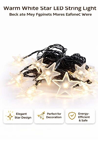 Generic Warm White Star LED String Lights – Decorative Fairy Lights for Home,...