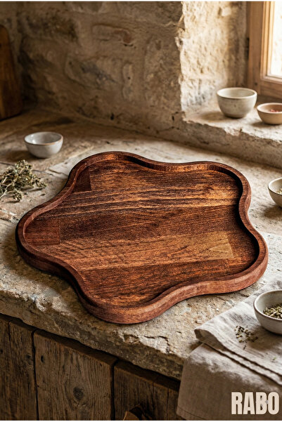 Rabo Craft Yonca Ahşap Tepsi - 6 Kaselik Elysia Timeless Uyumlu