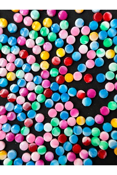 Bijumix Aksesuar 50 Adet Karışık Renk Plastik Akrilik Daire Boncuk – 9 mm Tak...