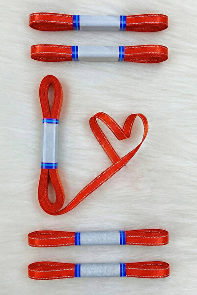 ZEYMERADE Gümüş Simli Kırmızı Saten Kurdele 1 Cm 10 Metre, Bohça Çeyiz Özel G...