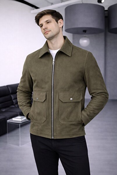 BASEL.CO Basic Suede Jacket with Pocket Detail