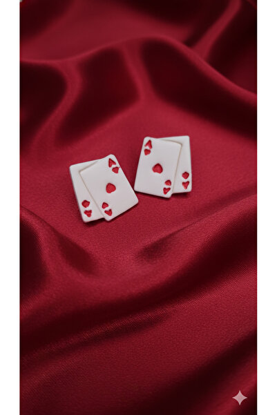 Lu Atelier Rougedeck Red Heart Pattern Square Polymer Clay Earrings – Handmad...