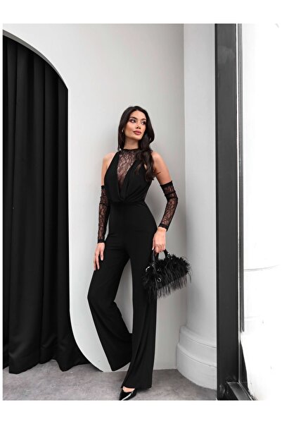 ESRAHELVACI Ruffled Collar Lace Jumpsuit