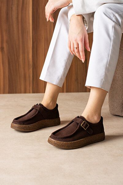 guijarro Women's Genuine Suede Moccasin Shoes with Metal Buckle Detail and Th...