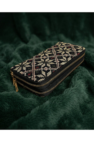 Zaytoon Φιλιστινιανό Παραδοσιακό Χρυσό Κεντημένο Γυναικείο Μεγάλο Πορτοφόλι μ...