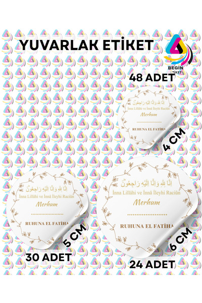 BEGİN ETİKET MERHUM MEVLİT ETİKETİ KİŞİSELEŞTİRİLEBİLİR STİCKER YAPIŞKAN ETİK...