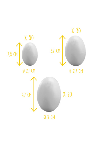 Loolipo Set of 100 polystyrene eggs in 3 sizes
