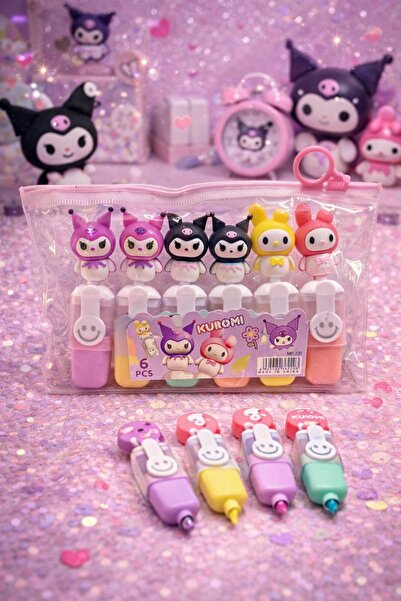 Two Two 1 Pcs-Mini Highlighter Pen Set of 6 – Cute Figures, Pastel Colors, Fu...