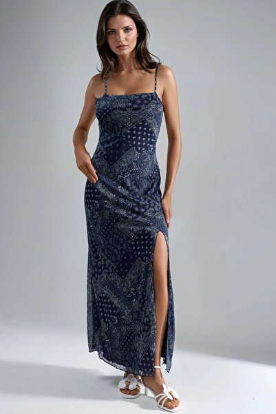 Hiccup Square Neck Printed Midi Dress