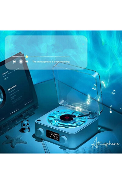 nextbuy Nostalji Plak Çalar Bluetooth Hoparlör Okyanus Dalgası Led Ambians Retro Pikap Şarjlı Müzik Kutusu