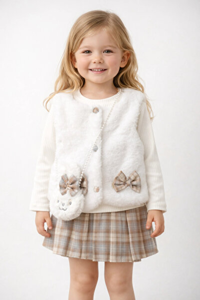 My Lusa baby wear Илай Момичешки плюшен жилет, плисирана пола, плюшена чанта ...