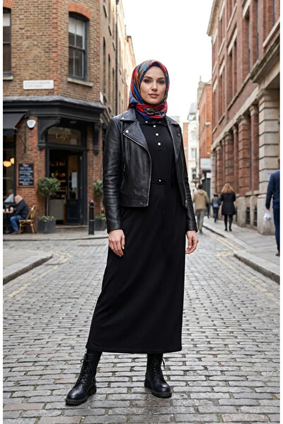 sefamerve Rochie sport cu curea și detalii cu capse 71183-06 Negru