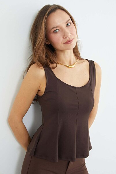 Fulla Moda Thick Strap Peplum Blouse