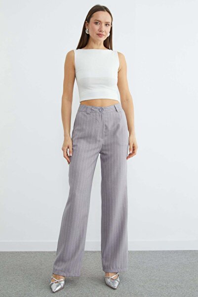 Fulla Moda Смугасті брюки з високою талією