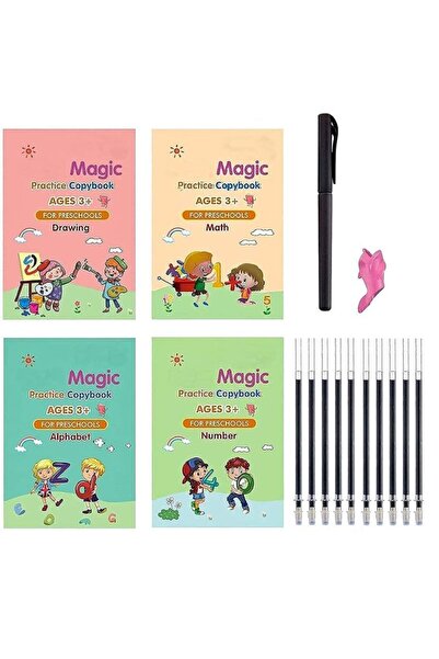 gen مجموعة كتب لتعليم الكتابة اليدوية الإنجليزية للأطفال | 4 كتب + حامل أقلام...