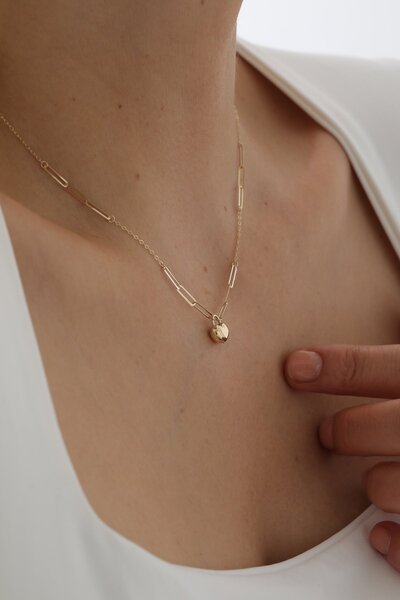 YAVUZ KUYUMCULUK 14 Ayar Altın Ataş Zincir Kalp Kolye