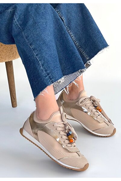 STUMBANNG Riaf Beige Leather Lace-Up Sneakers