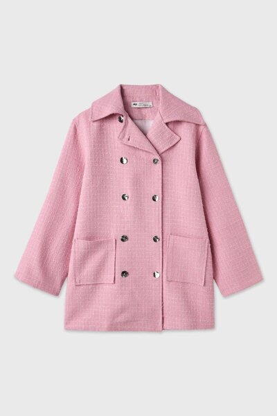 Merve Gültekin Double-Breasted Tweed Jacket Pink