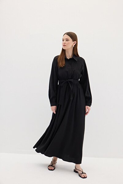 Merve Gültekin Embroidered Modal Dress Black