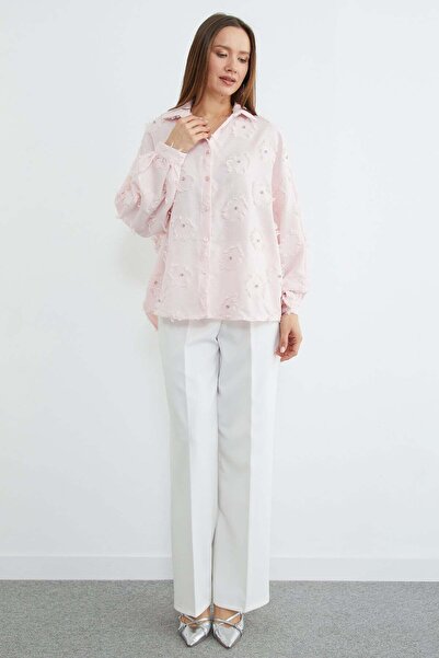 Fulla Moda Tasseled Stone Embroidered Casual Shirt