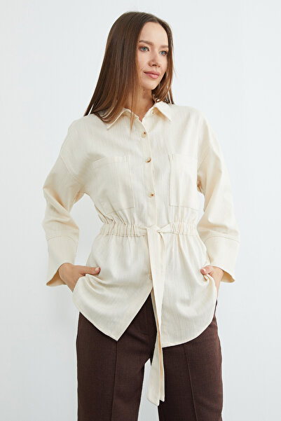 Fulla Moda Cămașă cu nasturi și talie elastică
