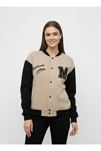 NEW JOURNAL سترة جامعية نسائية مطبوعة بنقش المنك NJ80