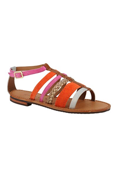 Geox Women's sandal D Sozy E, orange-platinum 35