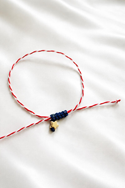 Femenino Gold Yıldızlı El Yapımı Kırmızı Beyaz Marteniçka Bileklik Kartlı - K...