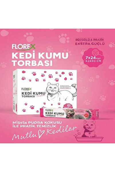 Dükkan 96 Pudra Kokulu Kedi Kumu Torbası 82x50 cm 7'li, Kedi Tuvalet Kabı Poşeti
