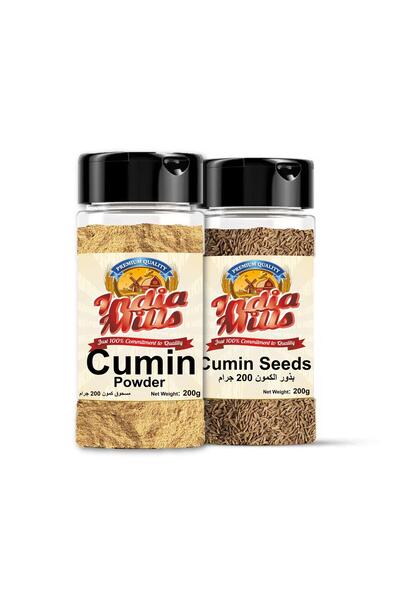 India Mills برطمان توابل (بذور كمون + مسحوق كمون)، عبوة من قطعتين