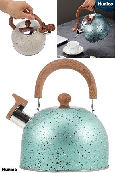 Munico Granit Görünümlü Demlik Su Yeşili Beyaz Renk Seçenekli Dayanıklı Malze...