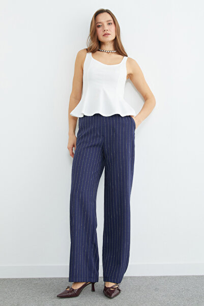 Fulla Moda Striped High Waist Palazzo Trousers