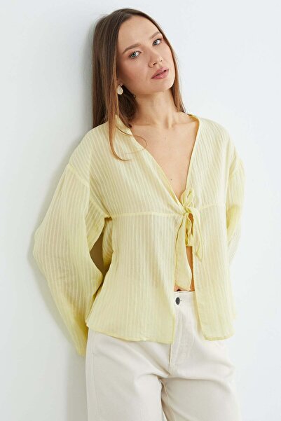 Fulla Moda Kimono cu dungi și legătură în față