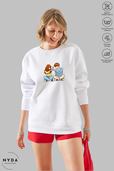 Nyda Collections Unisex Φούτερ με στάμπα Double Love, με λαιμόκοψη ποδηλάτου,...