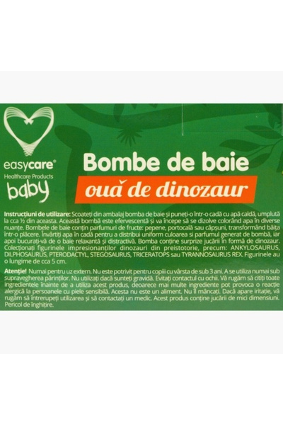 Easycare baby bombe de baie ou de dinozaur cu surprize, parfum de fructe 3 buc