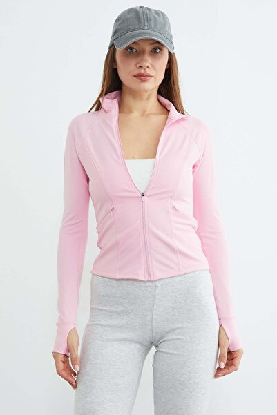 Fulla Moda Zippered, Finger-Looped, Slim Fit Sports Jacket