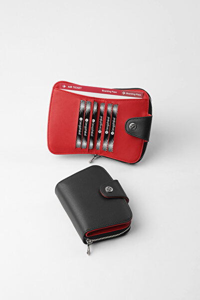 CENGİZ PAKEL Small Size Women's Wallet - 65308m - Black/Red