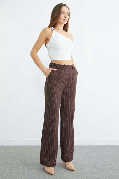 Fulla Moda Striped High Waist Palazzo Trousers
