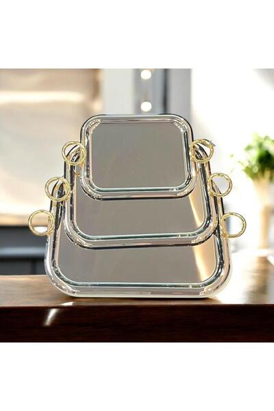 aljahwari 3-piece square serving tray set with gold handle