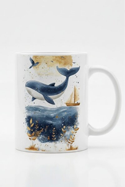 Mio Life Porcelain Mug with Whale Pattern 330 ml Gift Mug