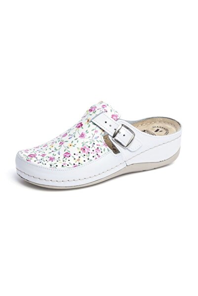 VESNA Saboți din piele 182 Floral perforați