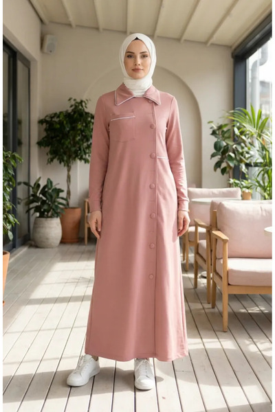 sefamerve Two-Thread Buttoned Ferace 71176-04 Powder