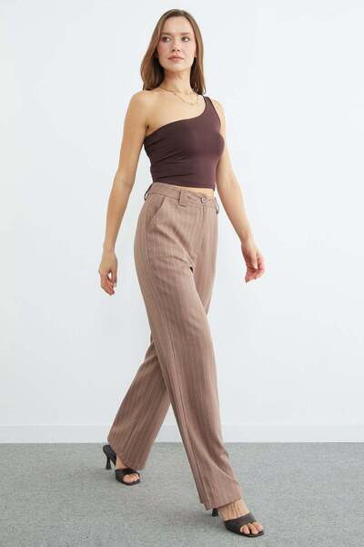 Fulla Moda Striped High Waist Palazzo Trousers