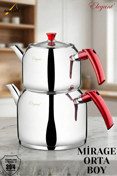 Elegant Mirage Medium Size Bakelite Teapot Set with Handles - Red